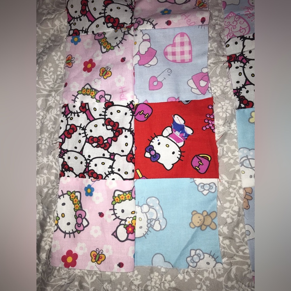 Vintage Hello Kitty Sanrio fabric quilting square scraps